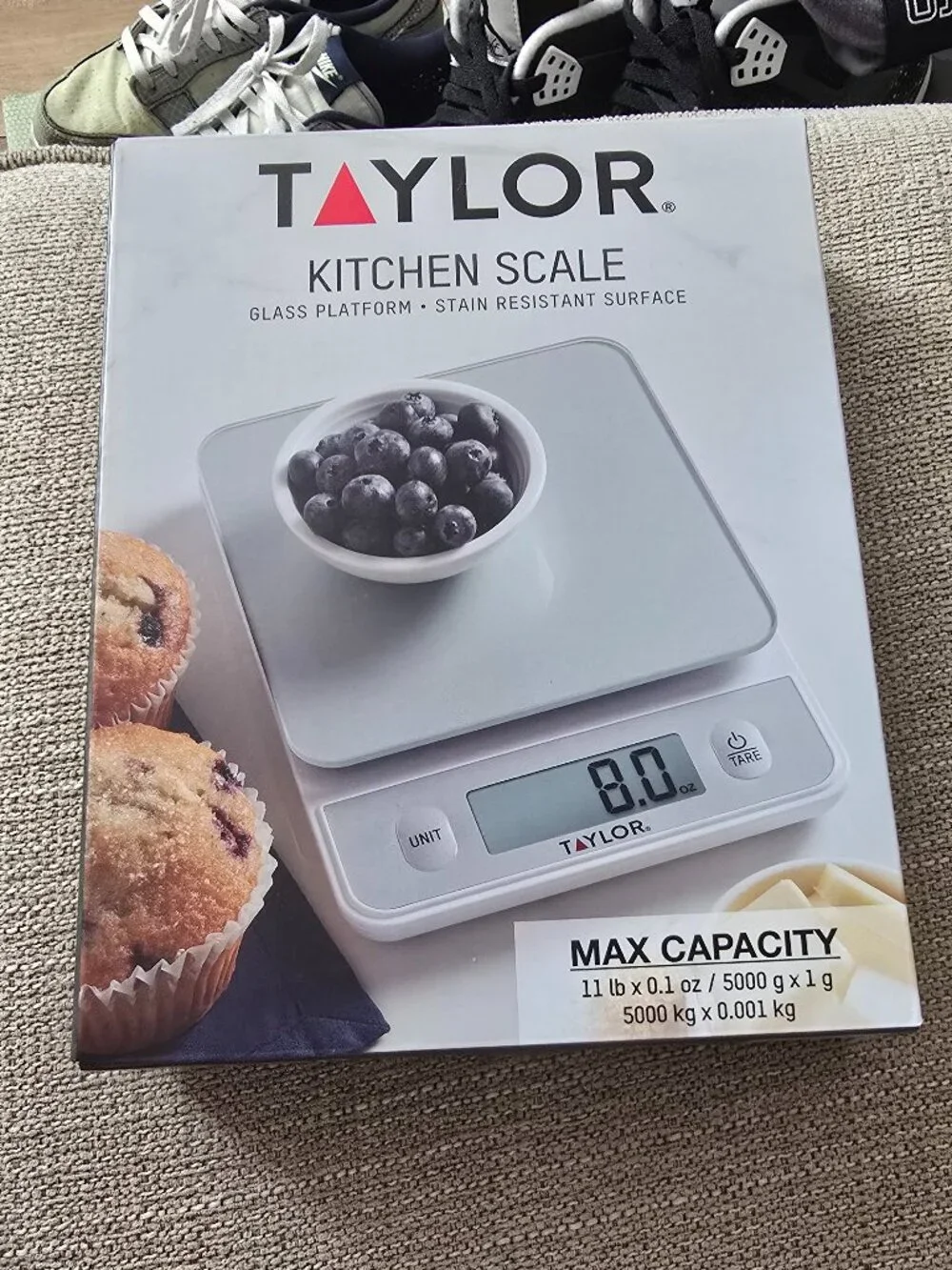 Taylor Silver Glass Digital Kitchen Scale - 11 LB / 5 Kg Capacity NIB